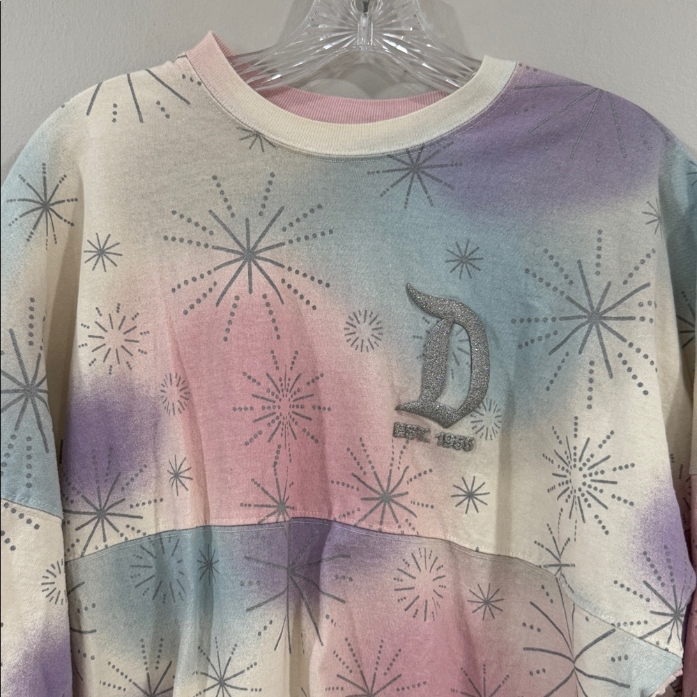 Disney 100 year of wonder Spirit Jersey pastel tie-dye with silver metallic foil - Picture 2 of 5
